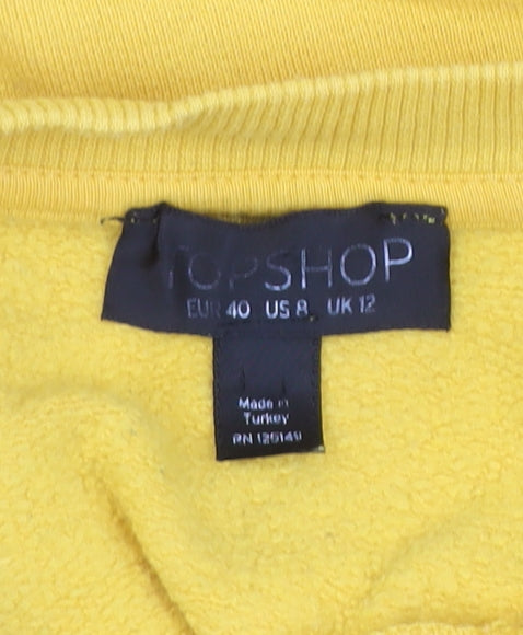 Topshop Women’s Yellow Cotton Crew Neck Pullover Sweatshirt UK 12