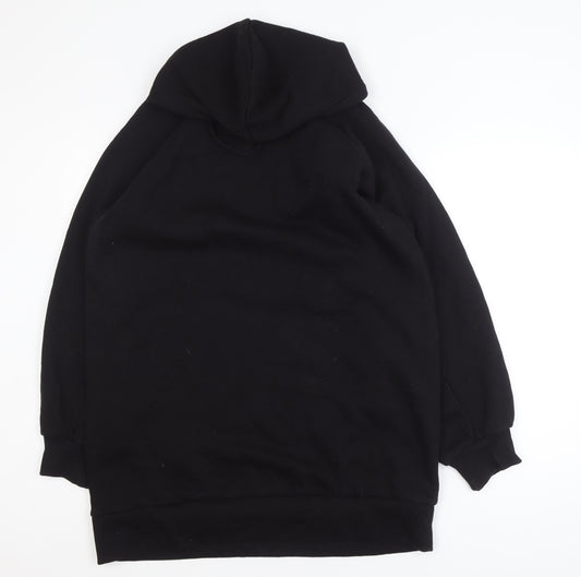 Collusion Women Black Pullover Hoodie UK 10 Polyester Cotton Blend