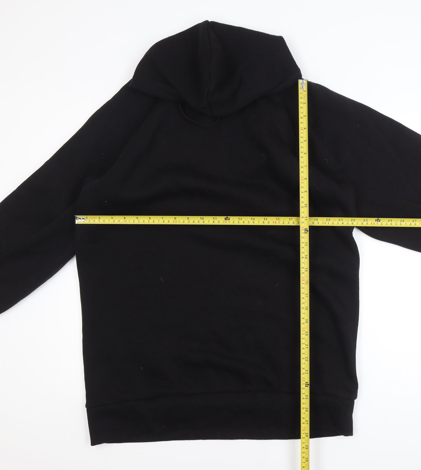 Collusion Women Black Pullover Hoodie UK 10 Polyester Cotton Blend