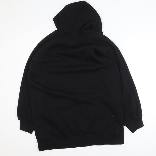 Collusion Women Black Pullover Hoodie UK 10 Polyester Cotton Blend