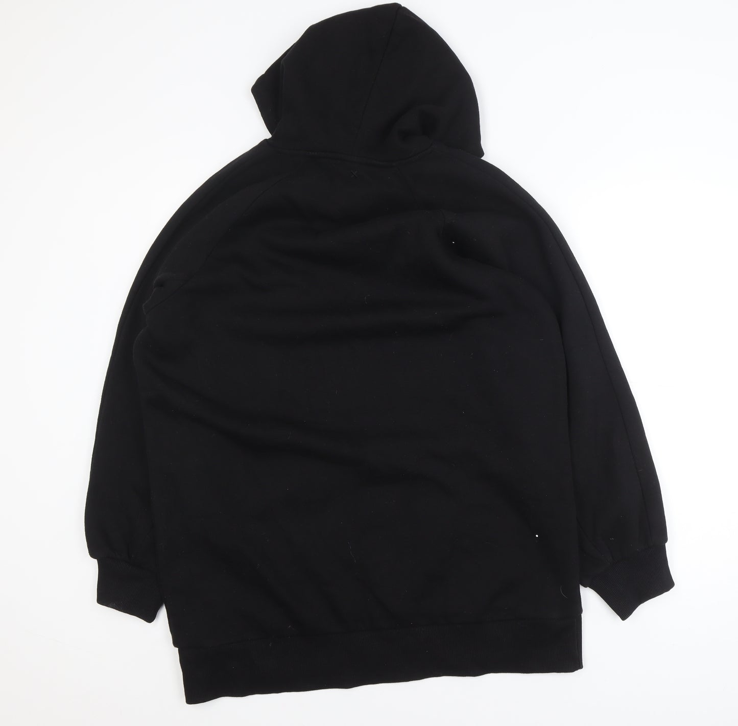Collusion Women Black Pullover Hoodie UK 10 Polyester Cotton Blend