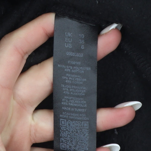 Collusion Women Black Pullover Hoodie UK 10 Polyester Cotton Blend