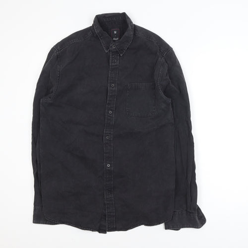 Denim Co. Women's Black Cotton Button-Up Long Sleeve Shirt M