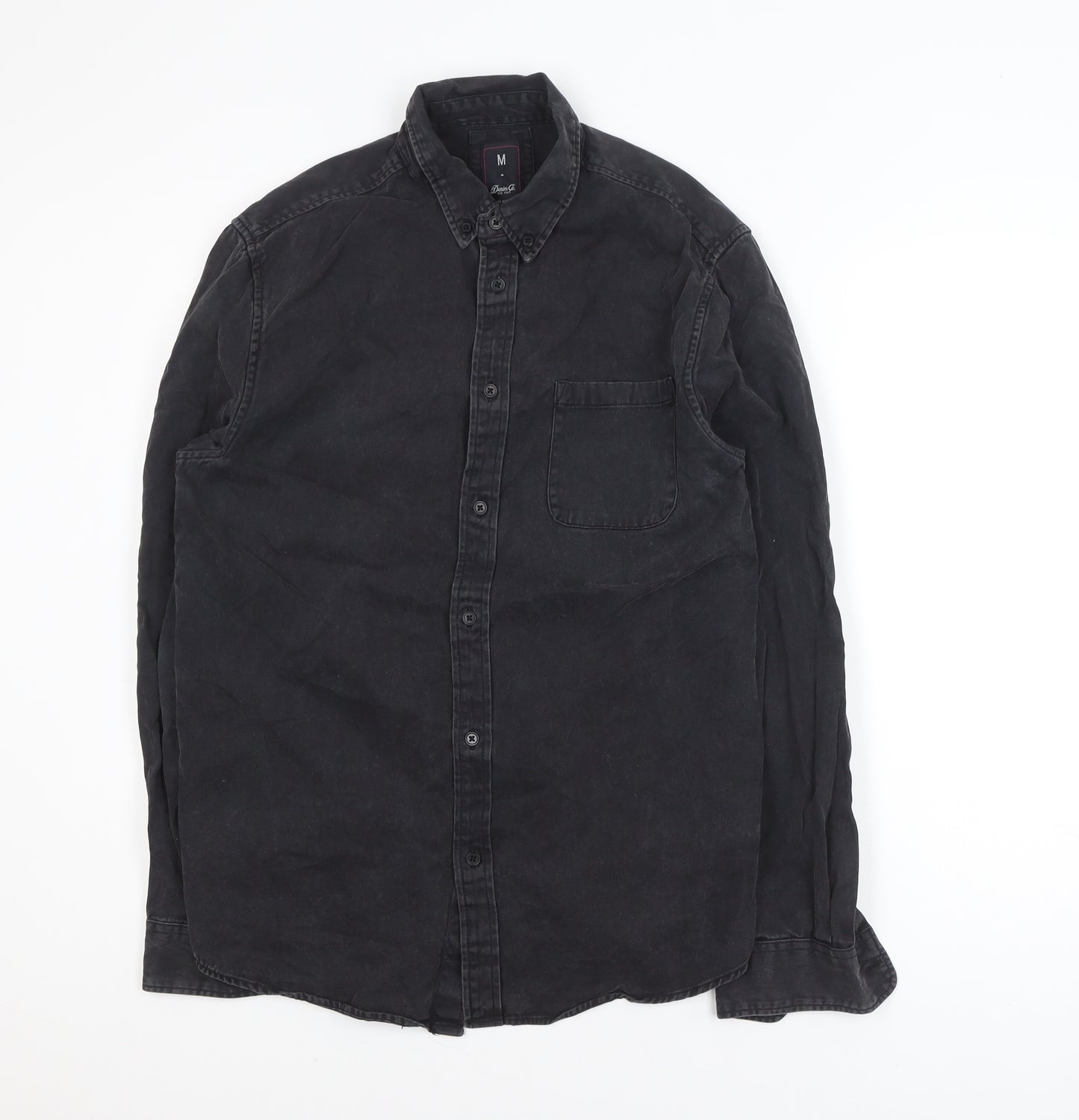 Denim Co. Women's Black Cotton Button-Up Long Sleeve Shirt M