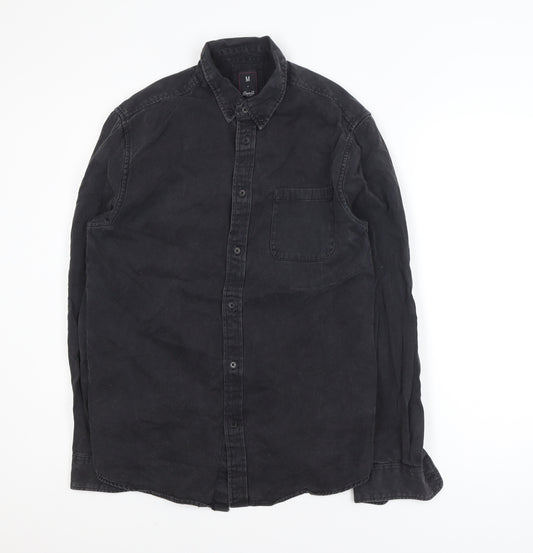 Denim Co. Women's Black Cotton Button-Up Long Sleeve Shirt M