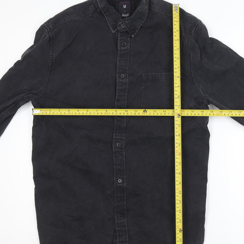 Denim Co. Women's Black Cotton Button-Up Long Sleeve Shirt M