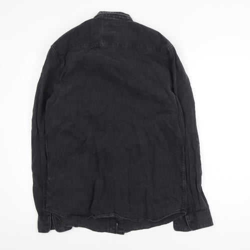 Denim Co. Women's Black Cotton Button-Up Long Sleeve Shirt M