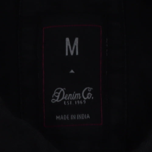 Denim Co. Women's Black Cotton Button-Up Long Sleeve Shirt M