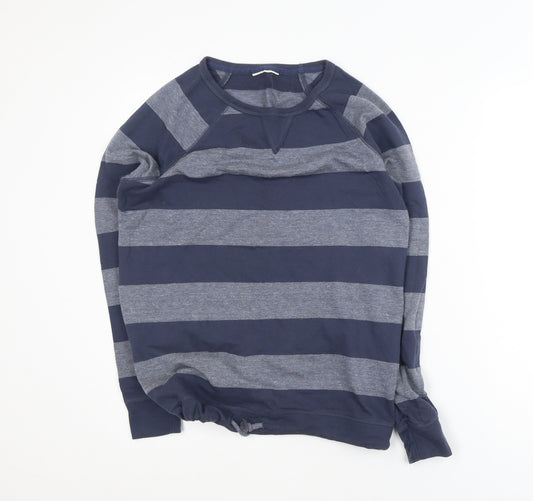 Next Men's Blue Striped Cotton Blend Pullover Jumper Medium