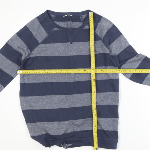 Next Men's Blue Striped Cotton Blend Pullover Jumper Medium
