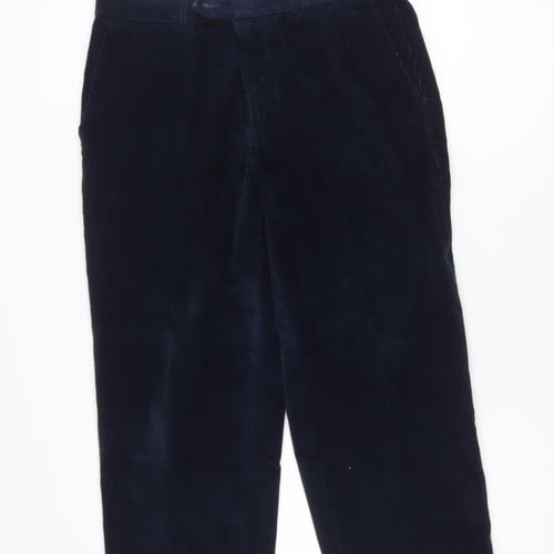 Marks and Spencer Men Blue Corduroy Trousers 34x29 Regular Fit