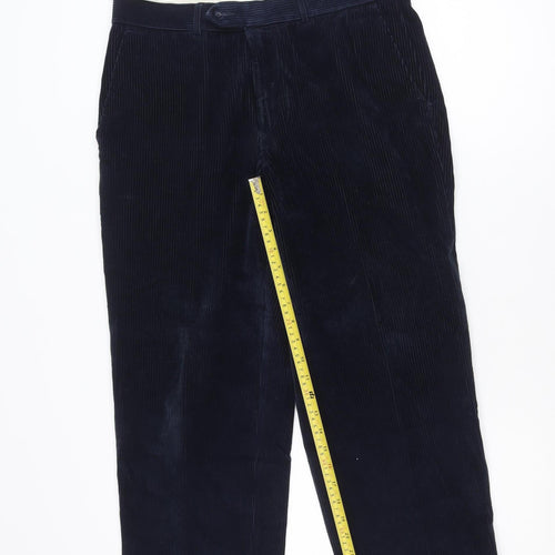 Marks and Spencer Men Blue Corduroy Trousers 34x29 Regular Fit