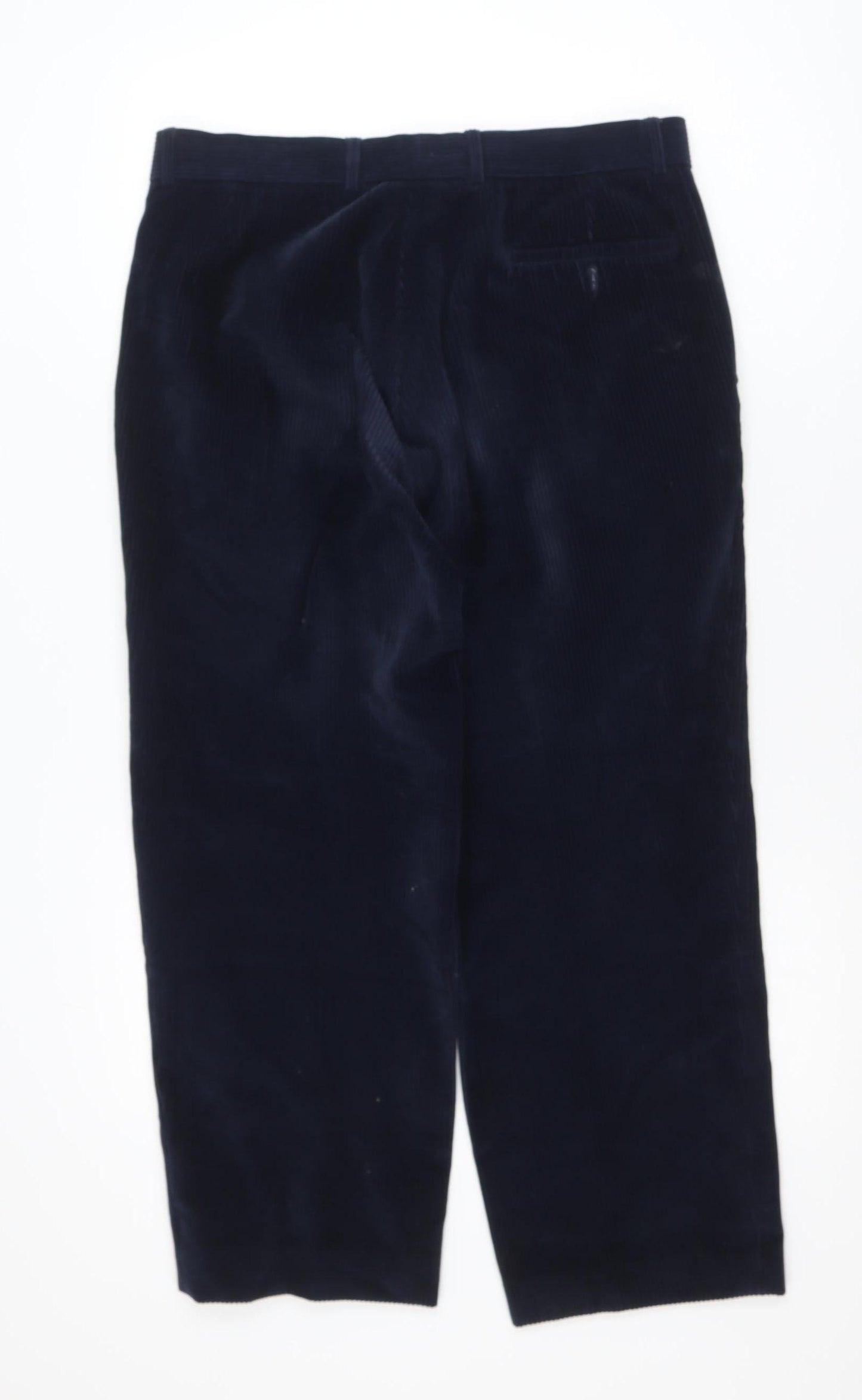 Marks and Spencer Men Blue Corduroy Trousers 34x29 Regular Fit