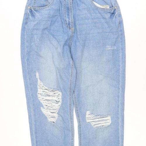 Quiz Women's Blue Distressed Boyfriend Jeans Size 8