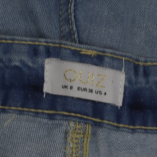 Quiz Women's Blue Distressed Boyfriend Jeans Size 8