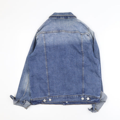 Peacocks Women Blue Denim Jacket Size 14 Casual Buttoned Style