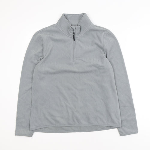 Crane Women Grey 1/4 Zip Fleece Jacket Size 12 Regular Fit