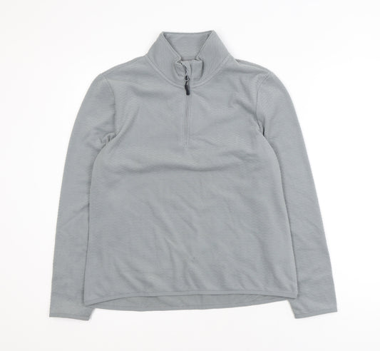Crane Women Grey 1/4 Zip Fleece Jacket Size 12 Regular Fit