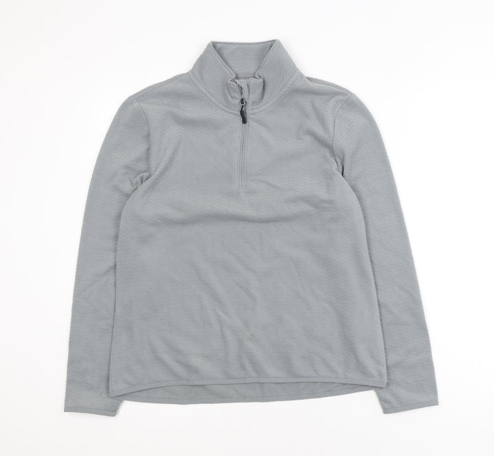 Crane Women Grey 1/4 Zip Fleece Jacket Size 12 Regular Fit