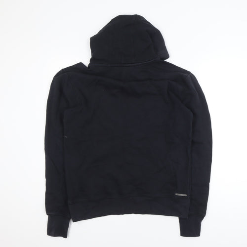 Police Men's Black Cotton Pullover Hoodie Size M with Logo Print