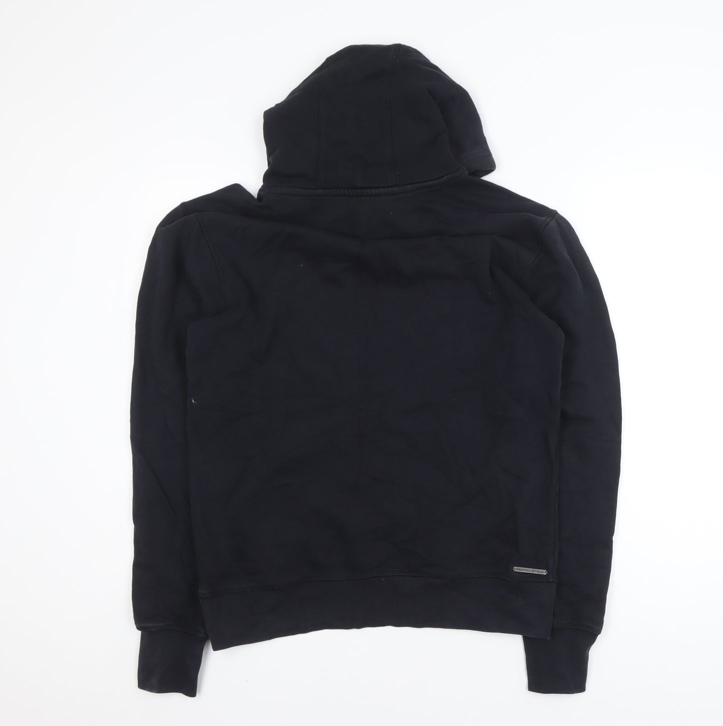 Police Men's Black Cotton Pullover Hoodie Size M with Logo Print