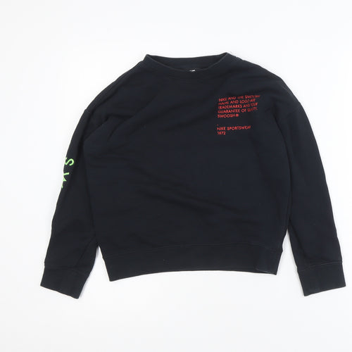 Nike Boys Black Graphic Pullover Sweatshirt Size Small 128-137cm