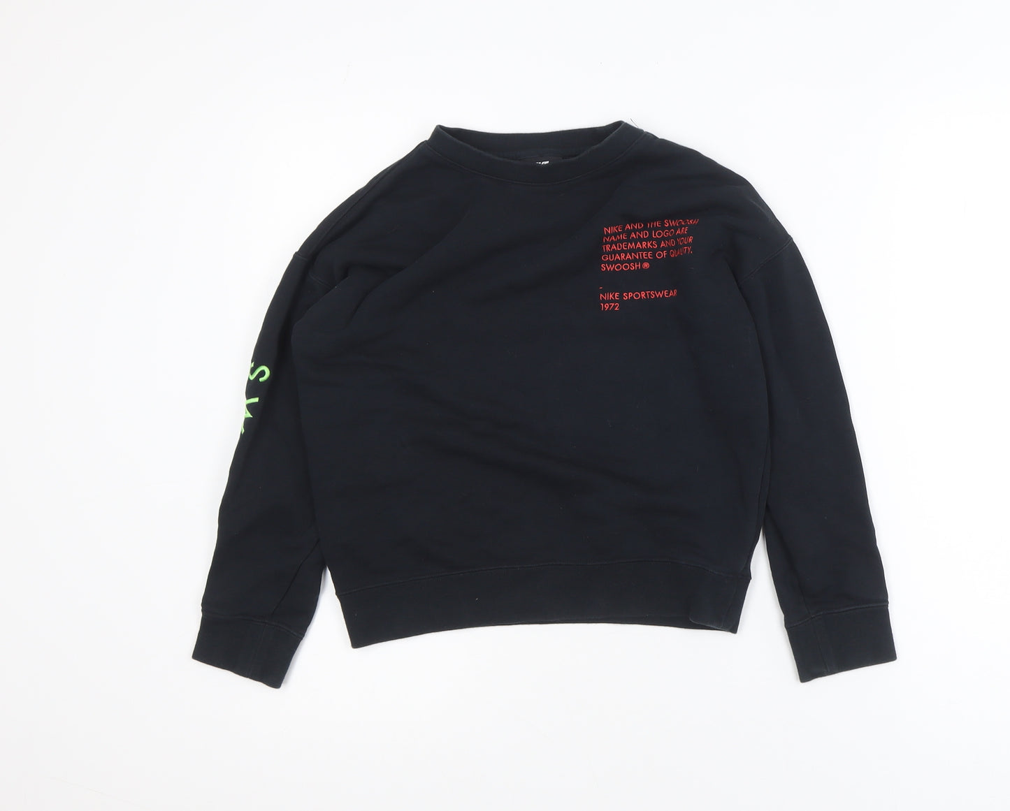 Nike Boys Black Graphic Pullover Sweatshirt Size Small 128-137cm