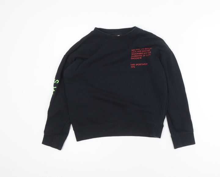 Nike Boys Black Graphic Pullover Sweatshirt Size Small 128-137cm