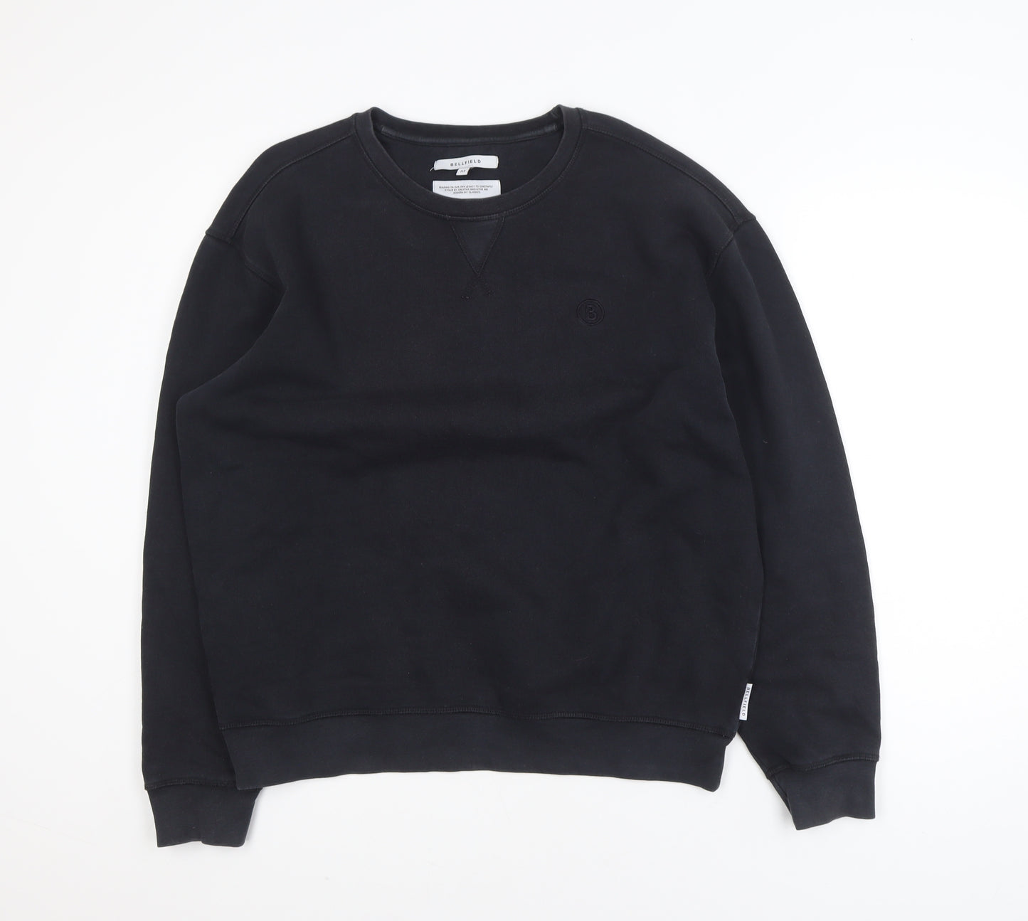 Bellfield Men's Black Medium Pullover Sweatshirt Regular Fit
