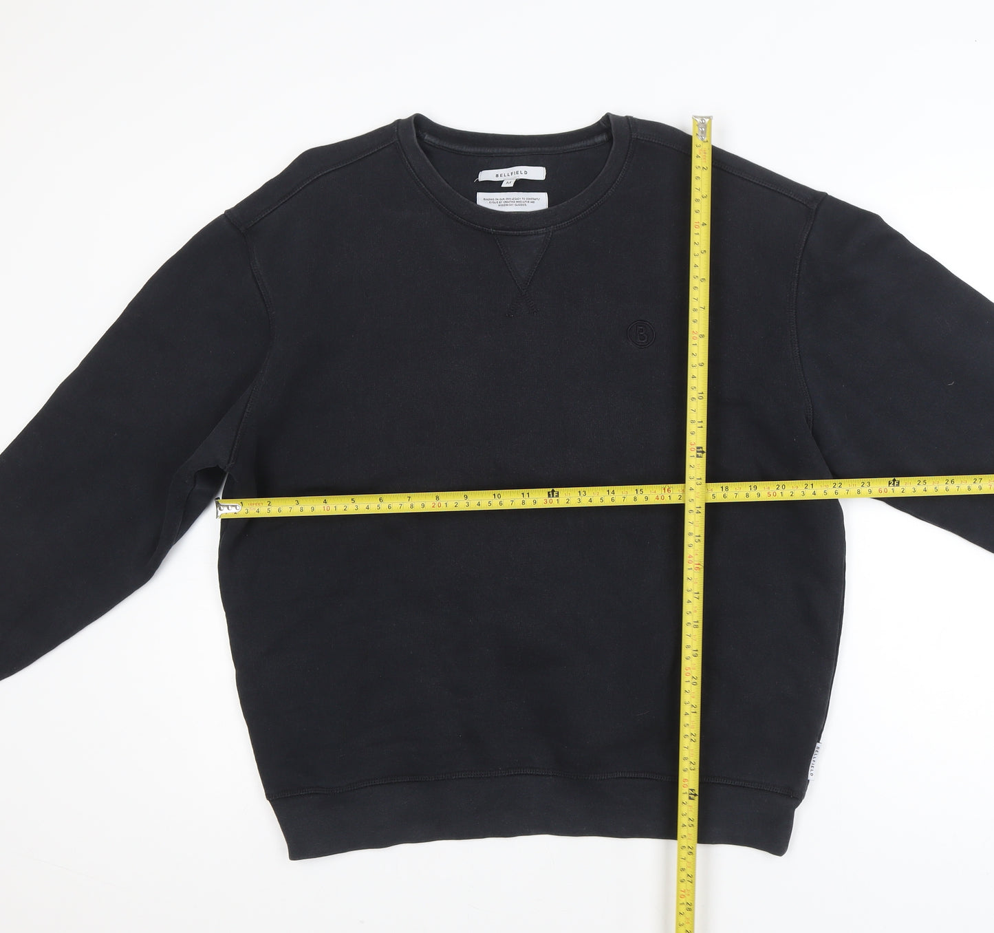 Bellfield Men's Black Medium Pullover Sweatshirt Regular Fit