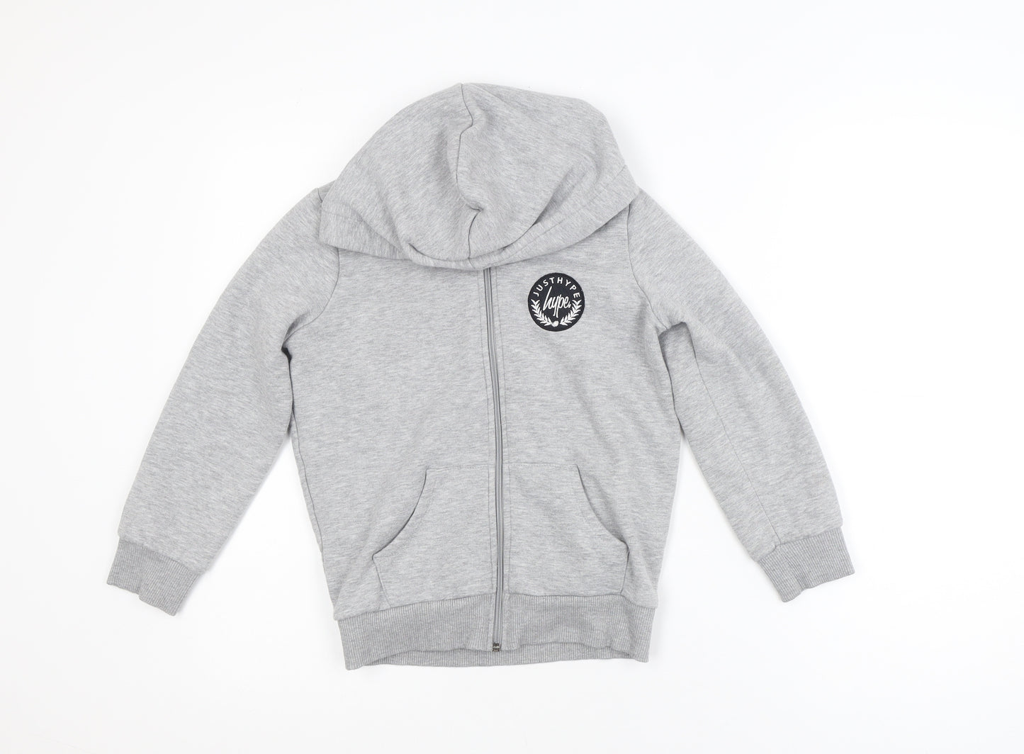 Hype Boys Grey Full Zip Hoodie Size 7 Years Cotton Blend Casual