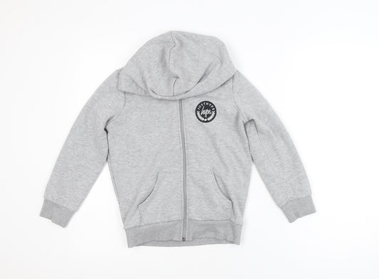 Hype Boys Grey Full Zip Hoodie Size 7 Years Cotton Blend Casual
