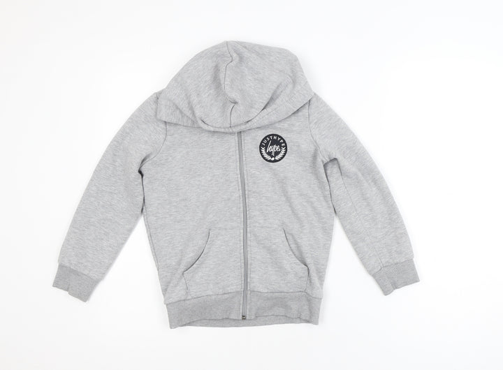 Hype Boys Grey Full Zip Hoodie Size 7 Years Cotton Blend Casual