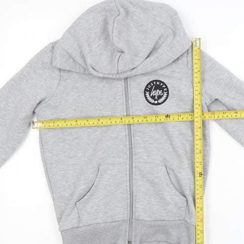 Hype Boys Grey Full Zip Hoodie Size 7 Years Cotton Blend Casual