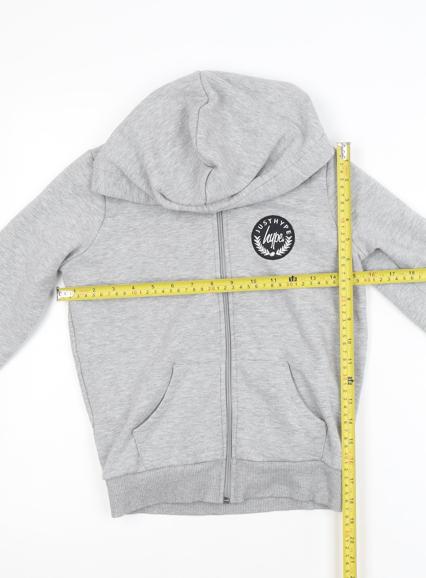 Hype Boys Grey Full Zip Hoodie Size 7 Years Cotton Blend Casual