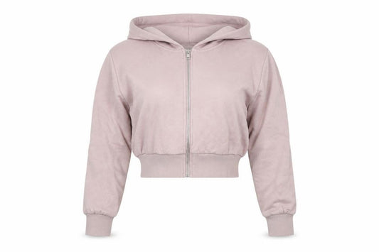 H&M Divided Womens Pink XS Cropped Hooded Full Zip Basic Jacket