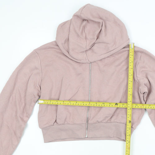 H&M Divided Womens Pink XS Cropped Hooded Full Zip Basic Jacket