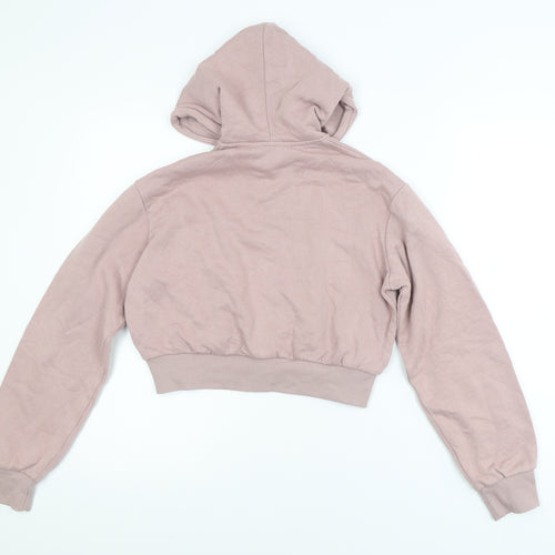 H&M Divided Womens Pink XS Cropped Hooded Full Zip Basic Jacket