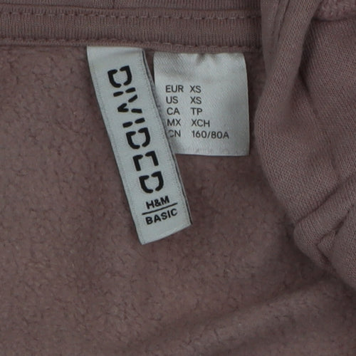 H&M Divided Womens Pink XS Cropped Hooded Full Zip Basic Jacket