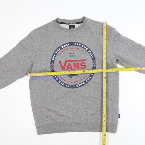 Vans Men's Grey Logo Pullover Sweatshirt Size L