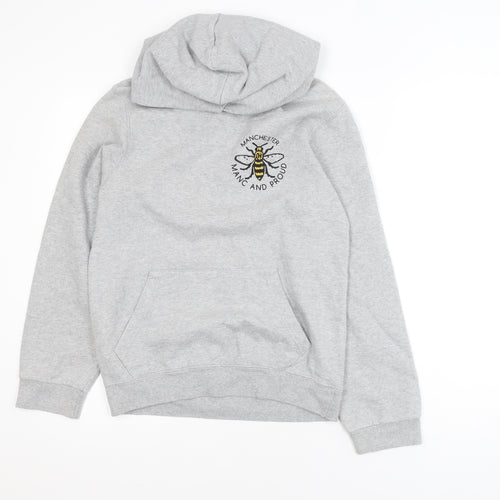 Printopolis Men’s Grey Manc and Proud Pullover Hoodie XS