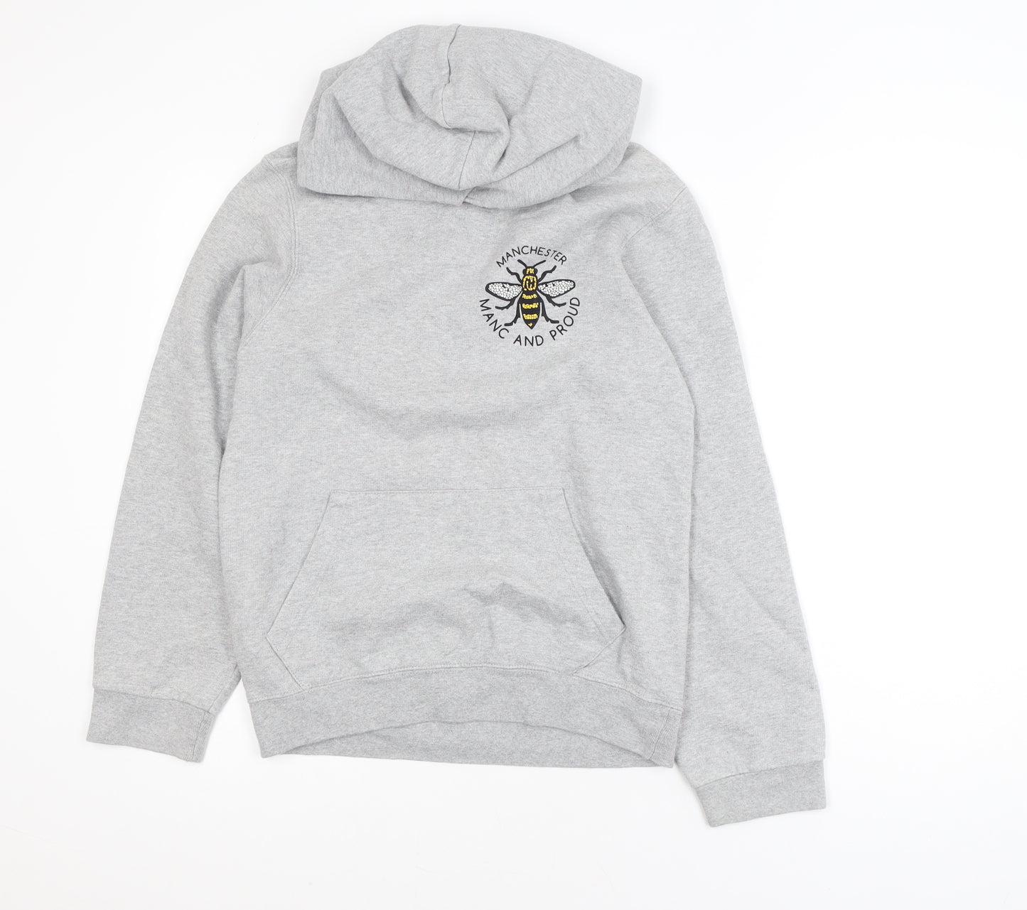 Printopolis Men’s Grey Manc and Proud Pullover Hoodie XS