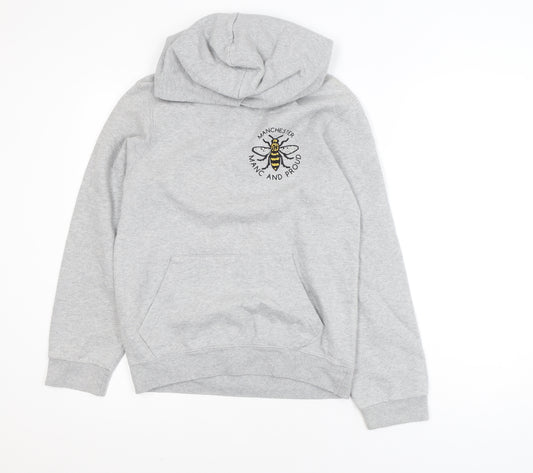 Printopolis Men’s Grey Manc and Proud Pullover Hoodie XS