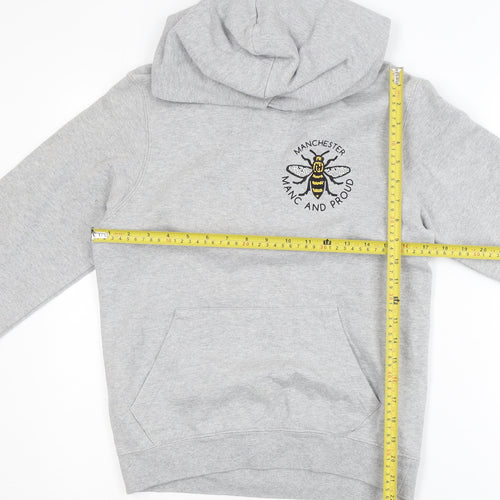 Printopolis Men’s Grey Manc and Proud Pullover Hoodie XS