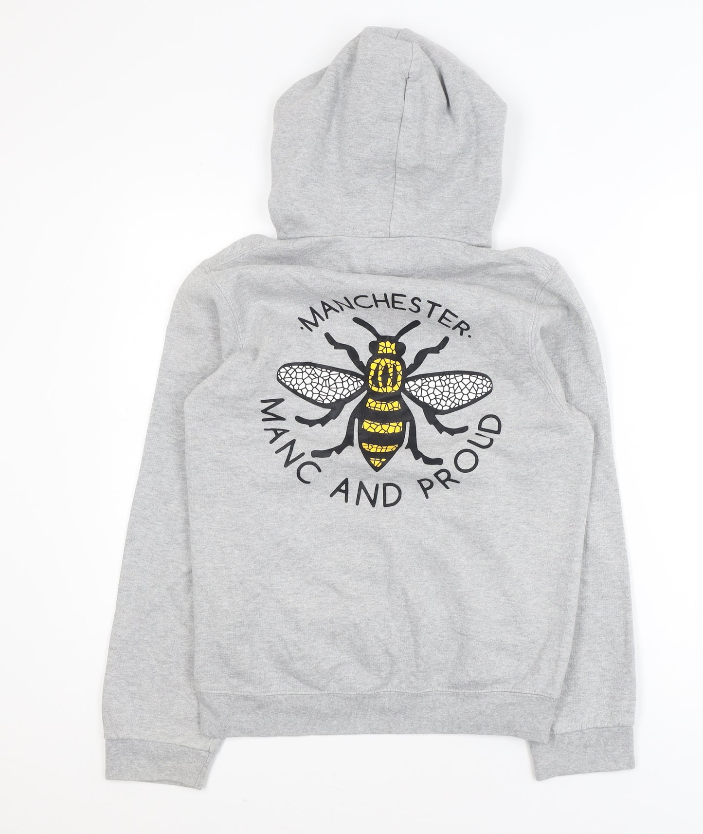 Printopolis Men’s Grey Manc and Proud Pullover Hoodie XS