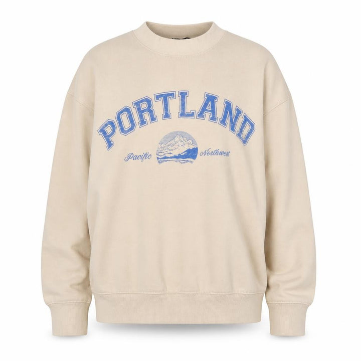 Nasty Gal Womens Beige Portland Graphic Pullover Sweatshirt M
