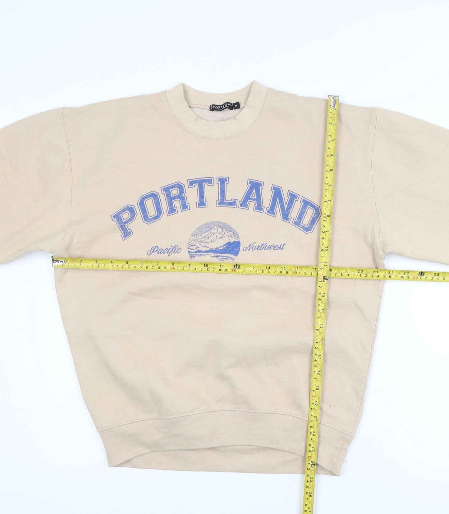 Nasty Gal Womens Beige Portland Graphic Pullover Sweatshirt M