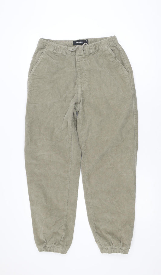 Pull & Bear Men's Beige Corduroy Jogger Trousers Size S