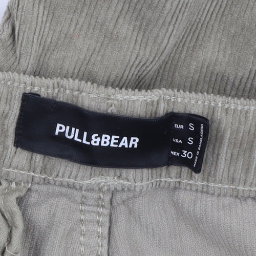 Pull & Bear Men's Beige Corduroy Jogger Trousers Size S