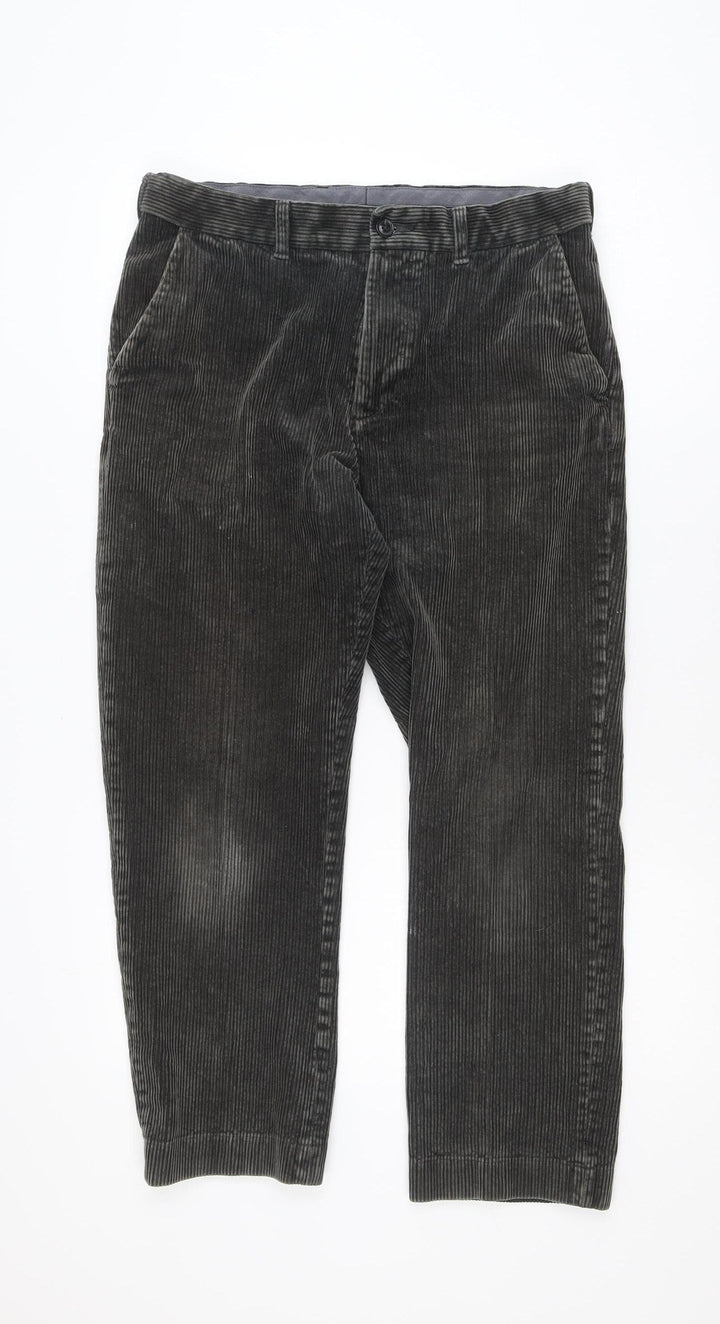 Marks and Spencer Men's Grey Corduroy Regular Fit Trousers 32W 29L